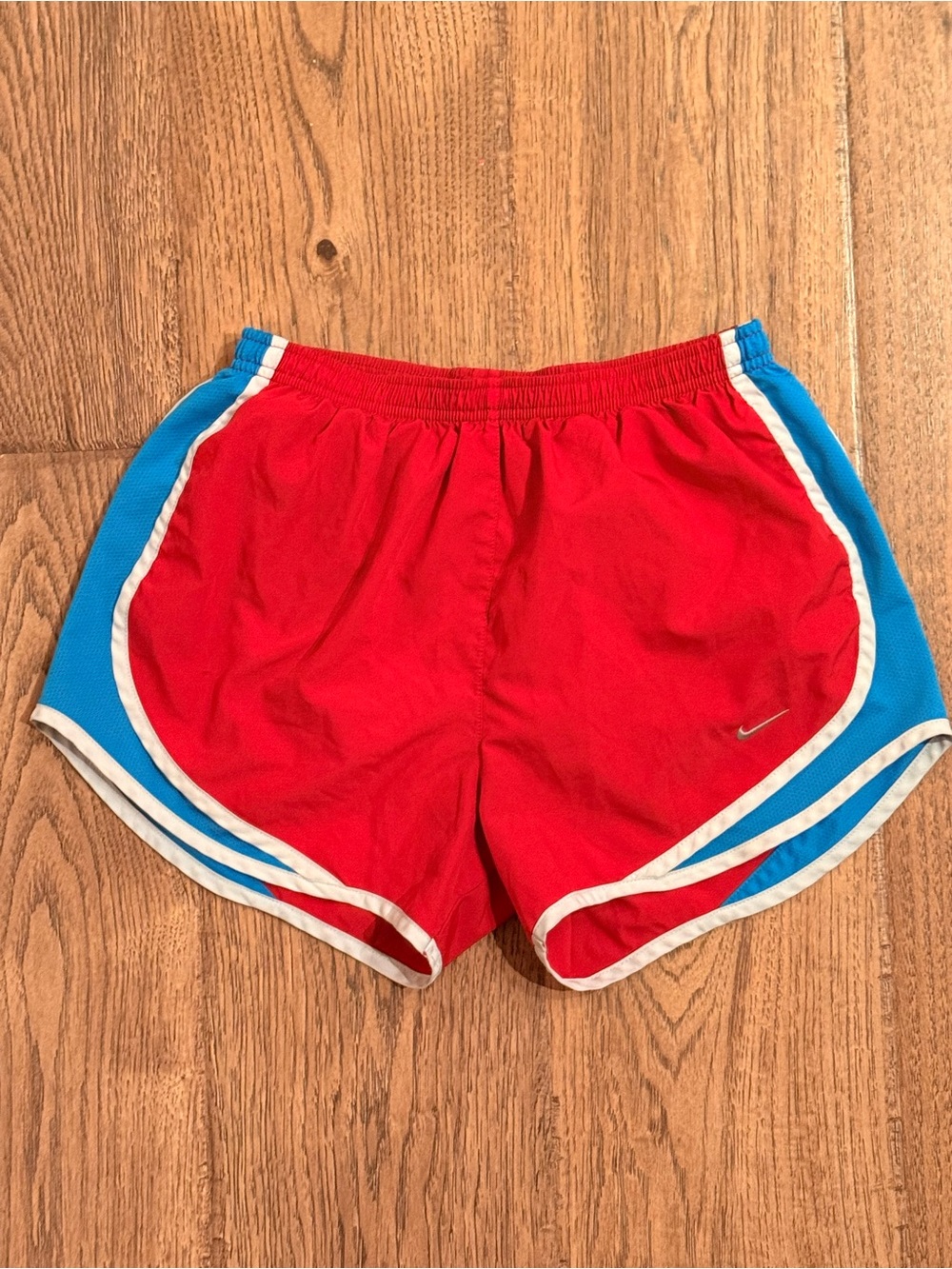 2 Pair Nike Women's Red Blue Athletic Shorts with Blue Red Trim